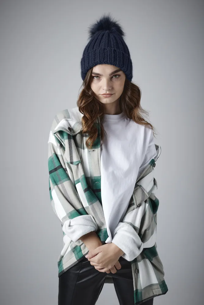 Verbier Faux Fur Pop Pom Chunky Beanie