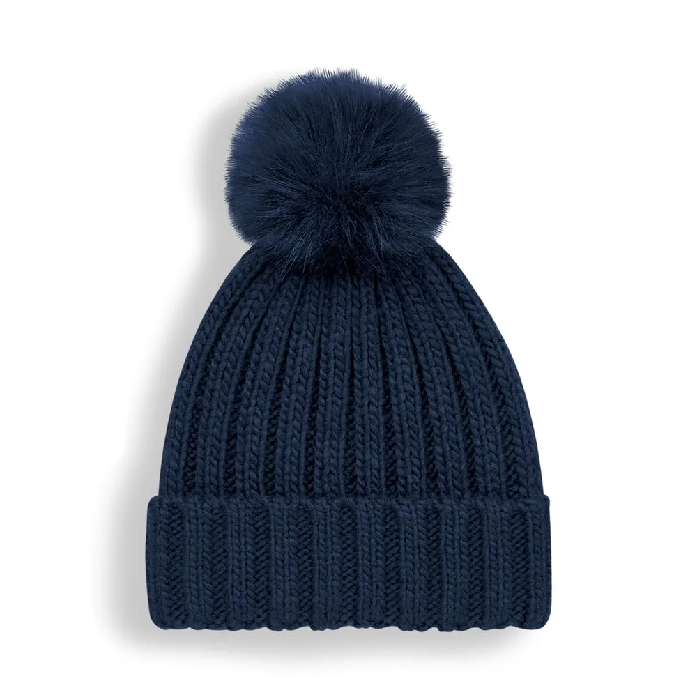 Verbier Faux Fur Pop Pom Chunky Beanie – Image 2