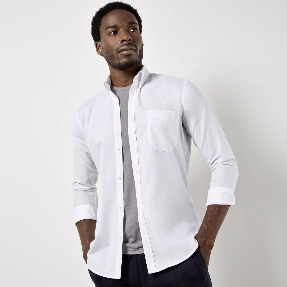 Men`s Slim Fit Workwear Oxford Shirt Long Sleeve
