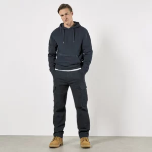Regular Fit Pique Hoodie with Zipped Pocket