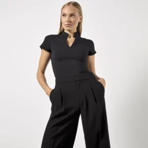 Women`s Regular Fit Mandarin Collar Top