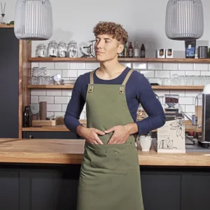 Bib Apron Urban-Nature With Cross Straps And Big Pocket
