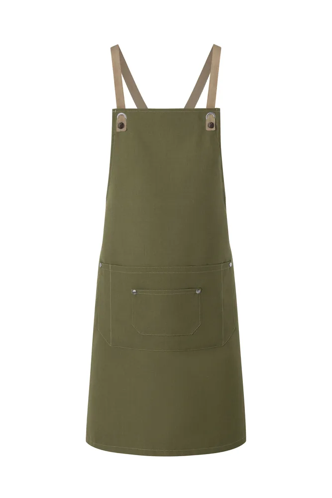 Bib Apron Urban-Nature With Cross Straps And Big Pocket – Image 2