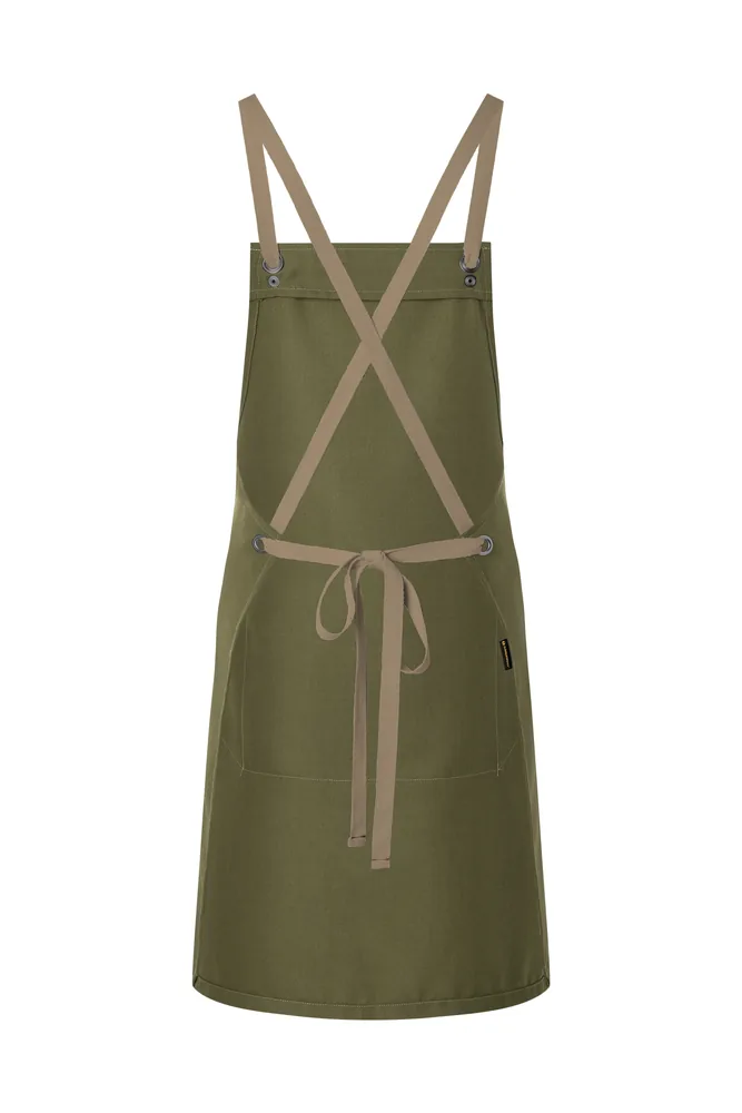 Bib Apron Urban-Nature With Cross Straps And Big Pocket – Image 3