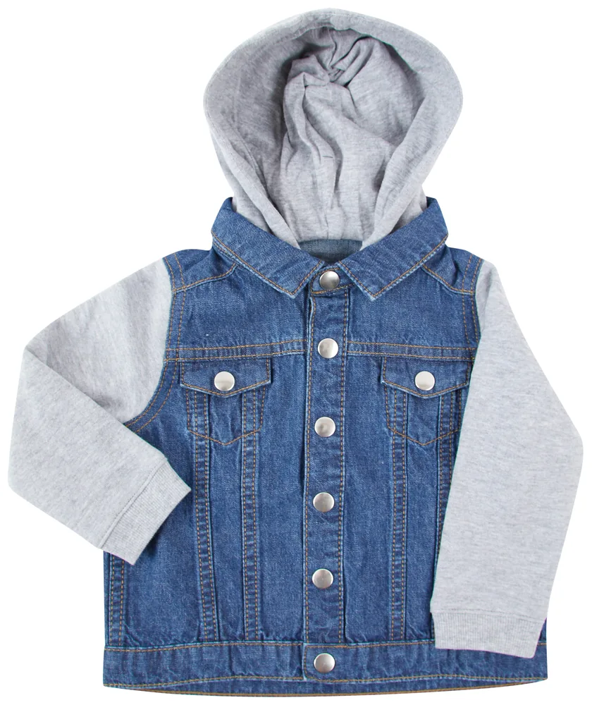 Denim Jacket With Fleece Hood And Sleeves – Image 2