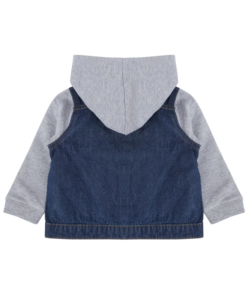 Denim Jacket With Fleece Hood And Sleeves – Image 3