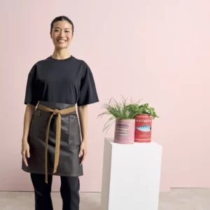 Division Waxed Look Denim Waist Apron