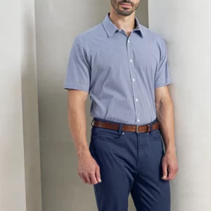 Men´s Microcheck (Gingham) Short Sleeve Cotton Shirt