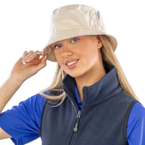 Deluxe Washed Cotton Bucket Hat With Side Mesh Panels