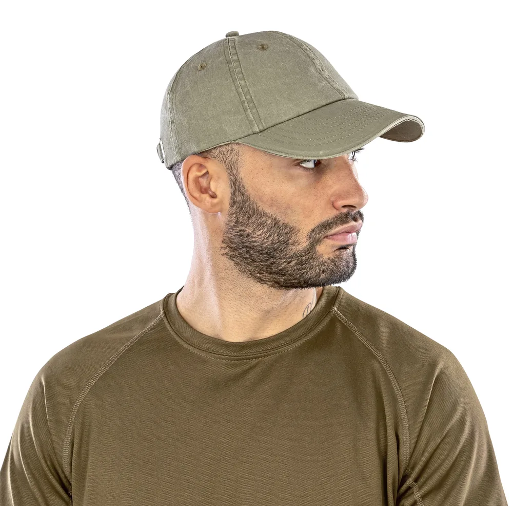 Washed Fine Line Cotton Cap With Sandwich Peak