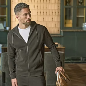 Ribbed Interlock Hooded Full Zip