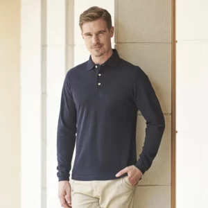 Long Sleeved Cotton Piqué Polo Shirt