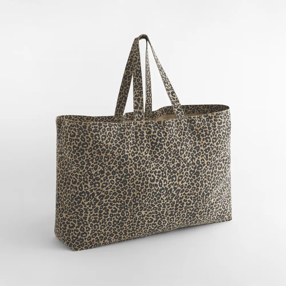 Leopard Print Canvas Oversized Tote Bag – Image 2